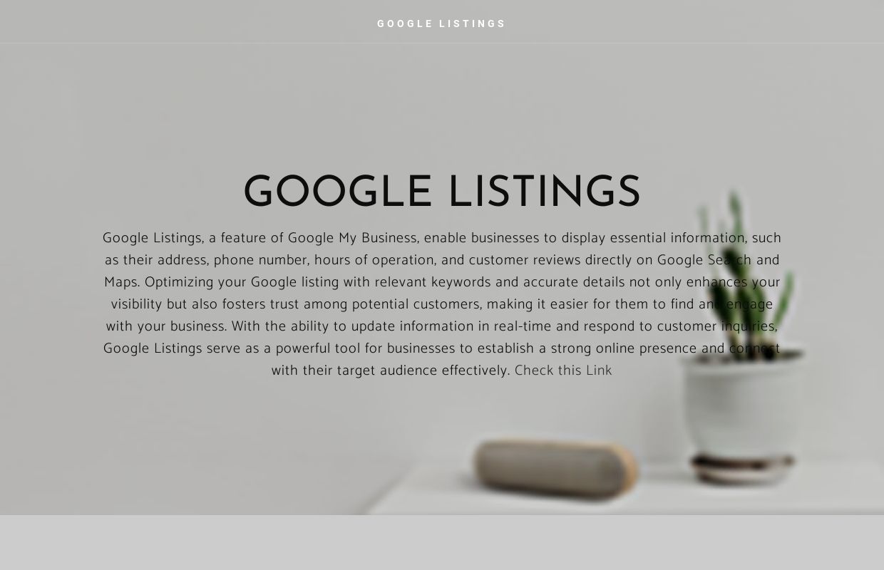 GOOGLE LISTINGS - Home