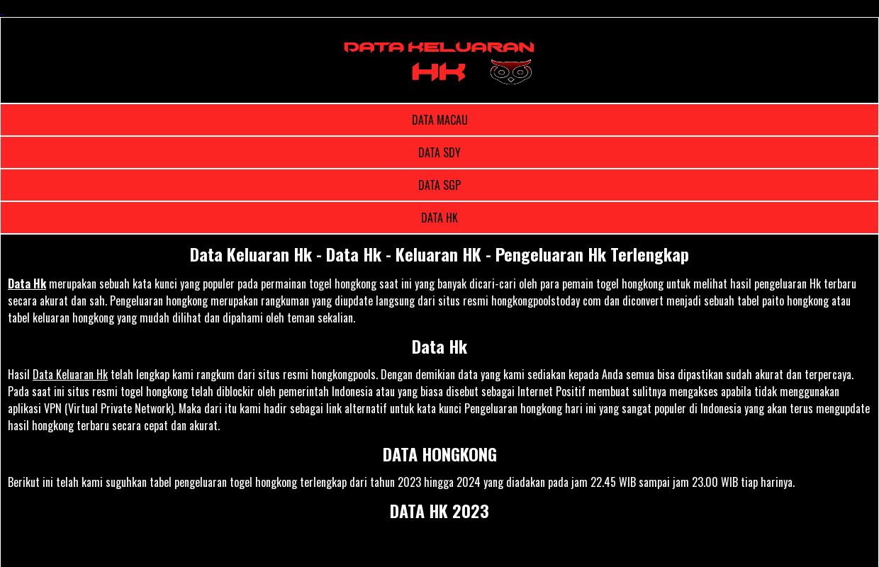 Data Keluaran Hk - Data Hk - Keluaran HK - Pengeluaran Hk Terlengkap