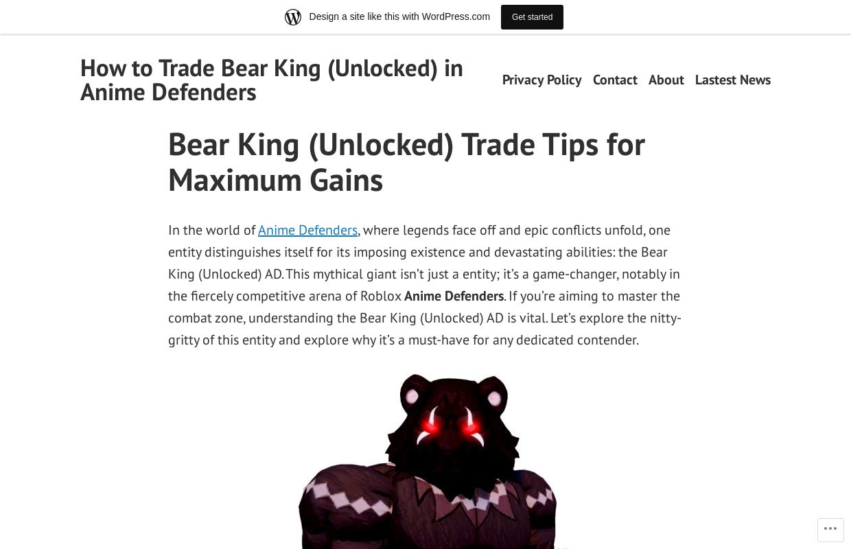How to Trade Bear King (Unlocked) in Anime Defenders