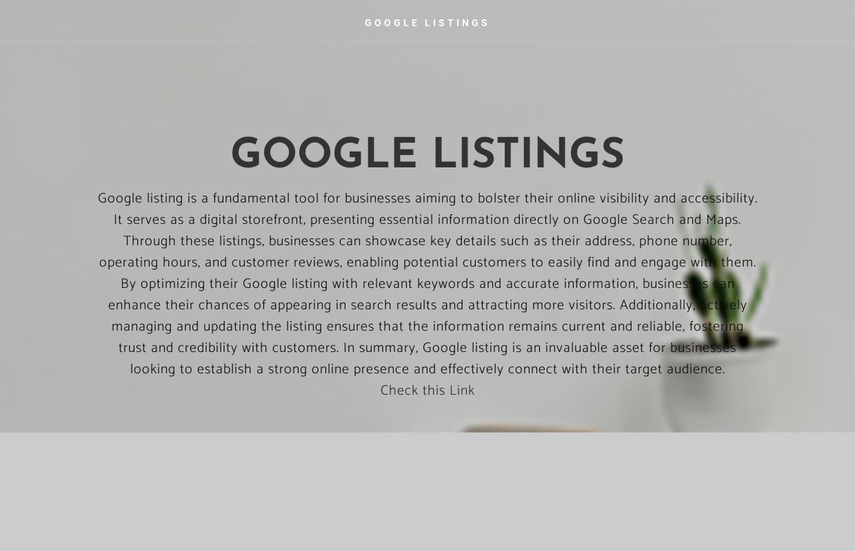 GOOGLE LISTINGS - Home