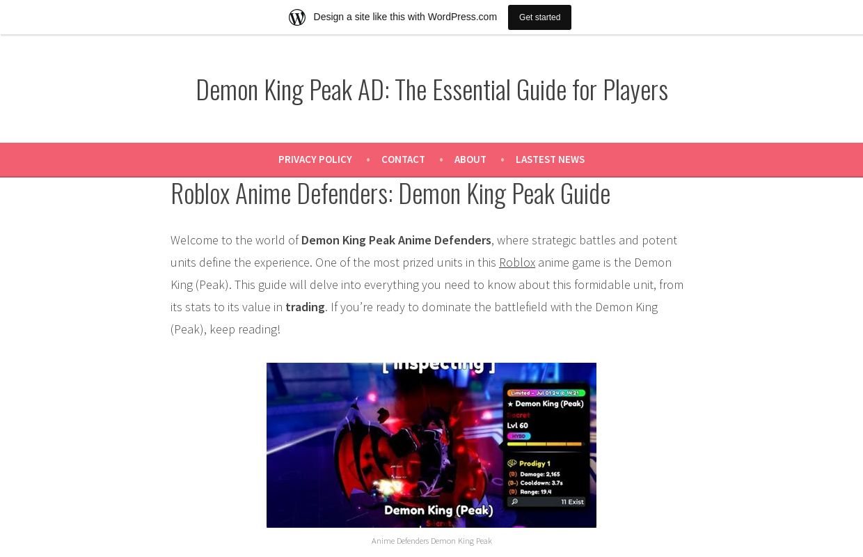 Demon King Peak AD: The Essential Guide for Players