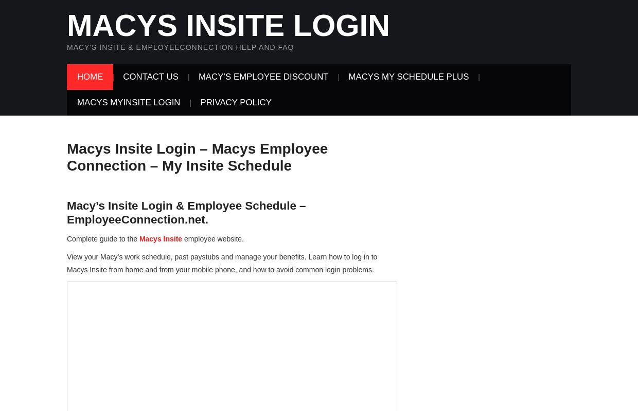 Macys Insite Login & Schedule - My Insite | www.Employeeconnection.net