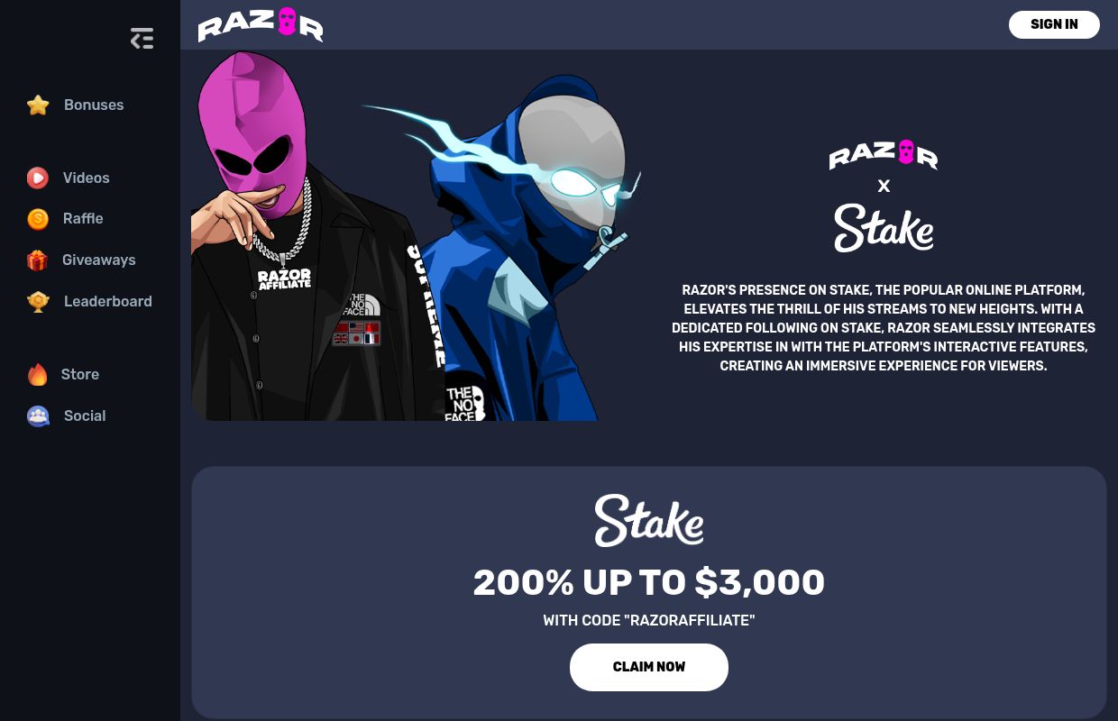 RazorAffiliate -  Best Promo Code for Stake!