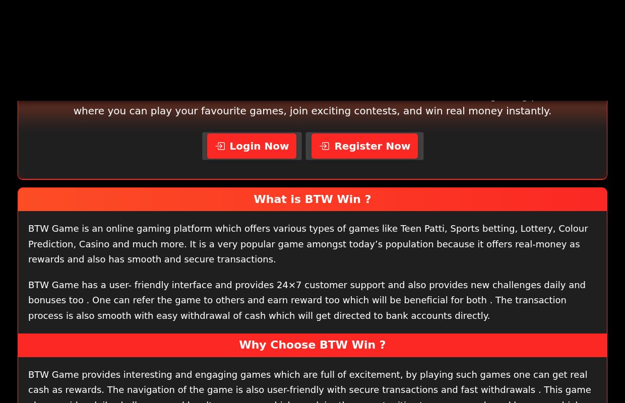 BTW Win - login & Register (Official)