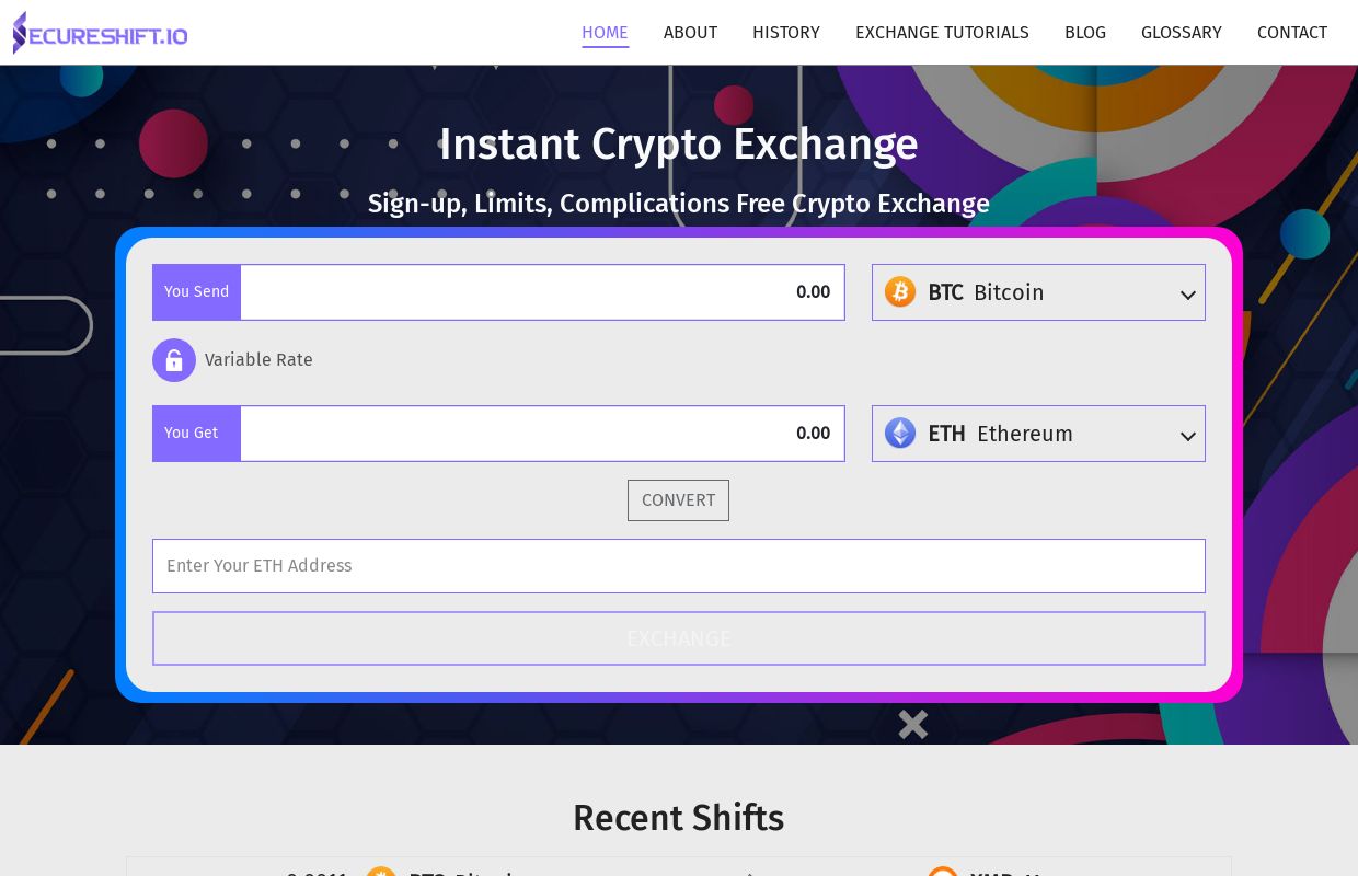 Secureshift |  Instant Cryptocurrency Exchange