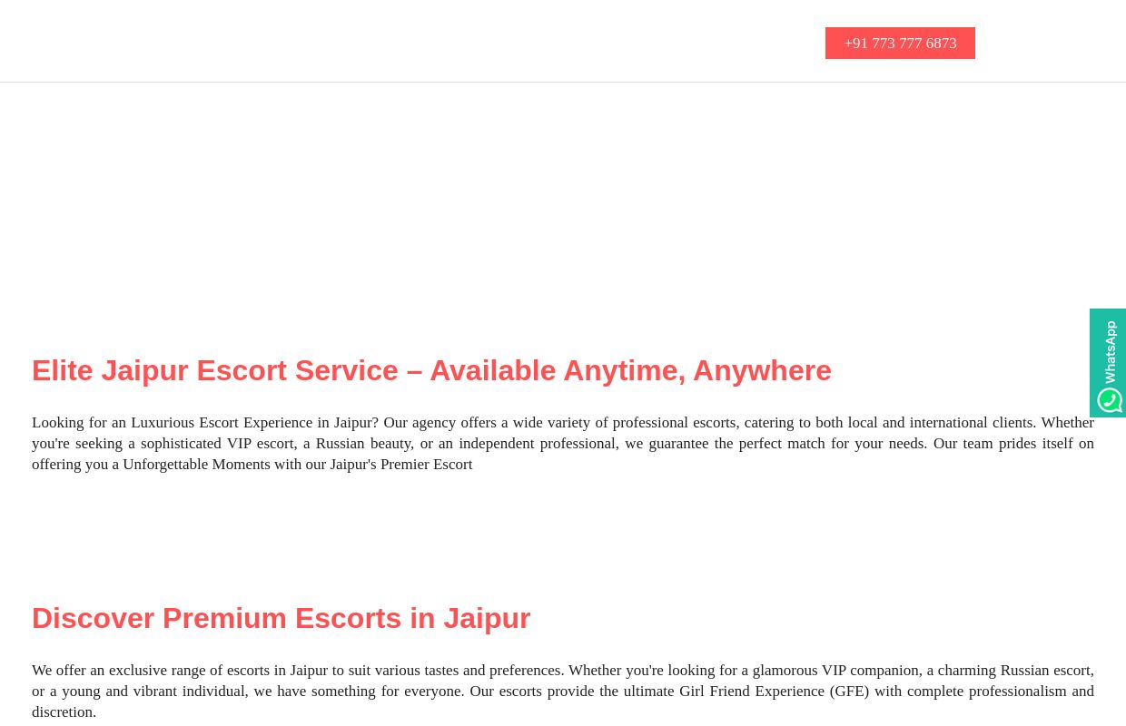 Elite Jaipur Escort Service For VIP's - Available Anytime, Anywhere in Jaipur