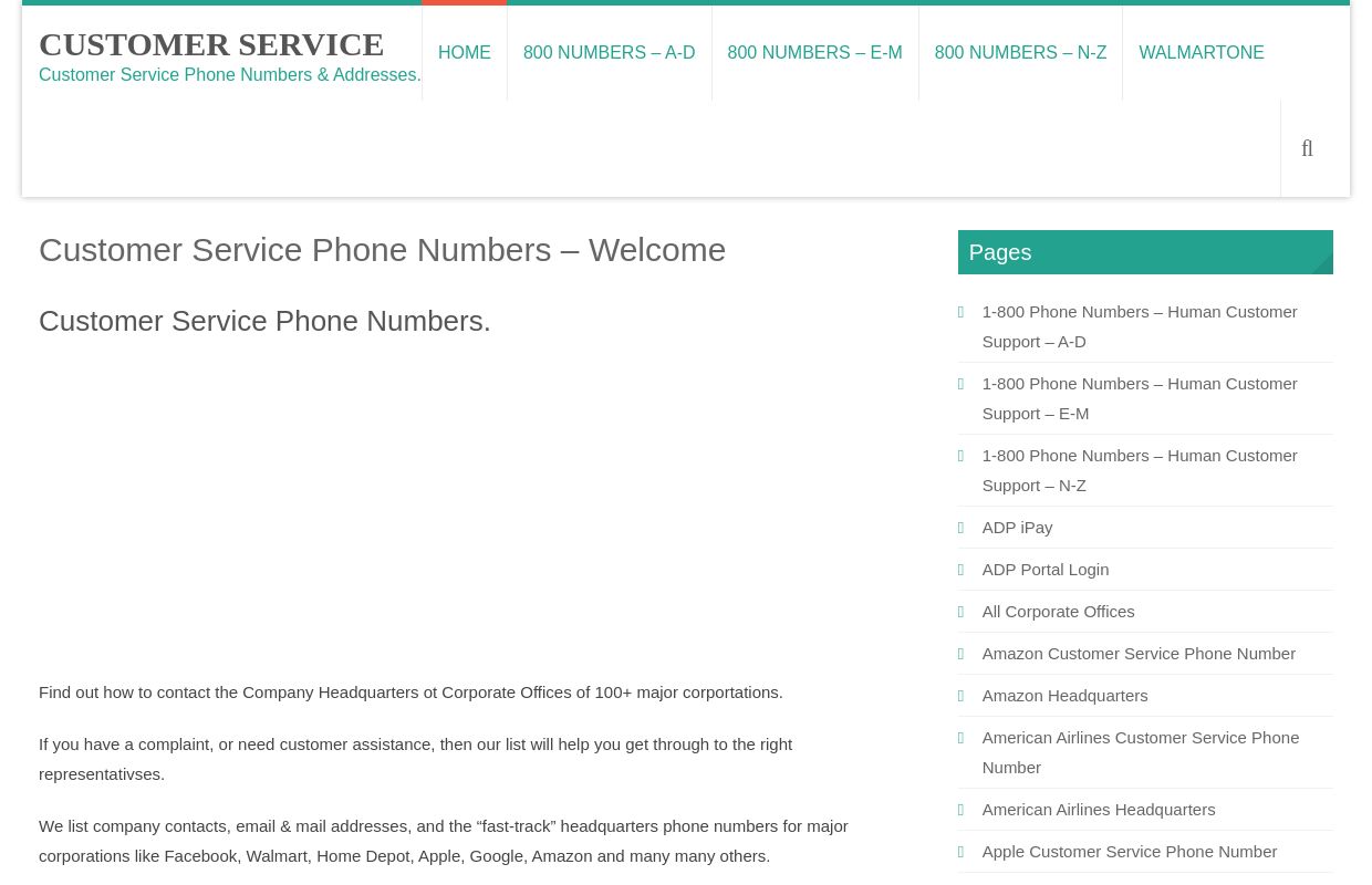 Customer Service Phone Numbers - Headquarters Office Contact