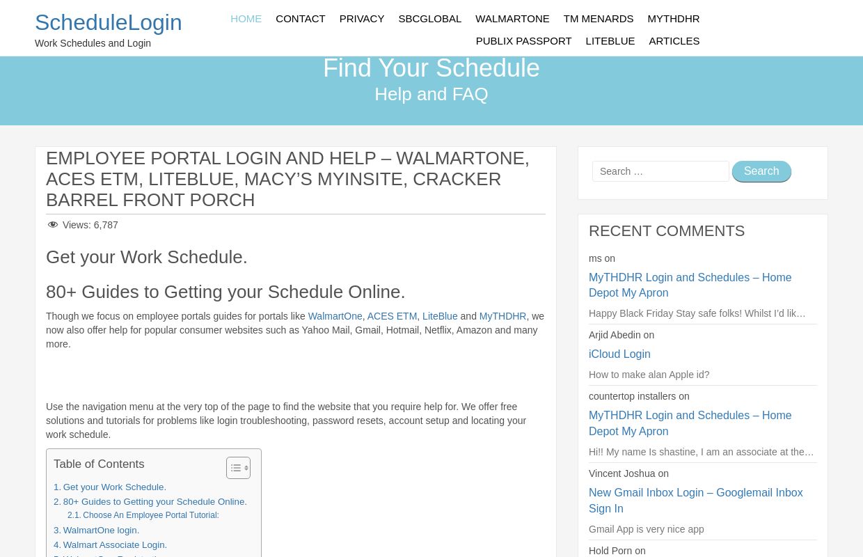 Employee Portal Login and Help: Walmartone, Aces ETM, Liteblue, Macy's MyInsite, Cracker Barrel Front Porch