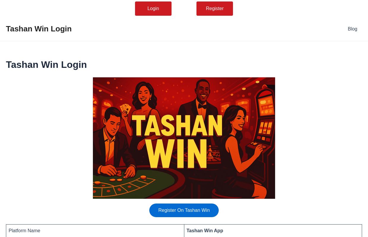 Tashan Win Login
