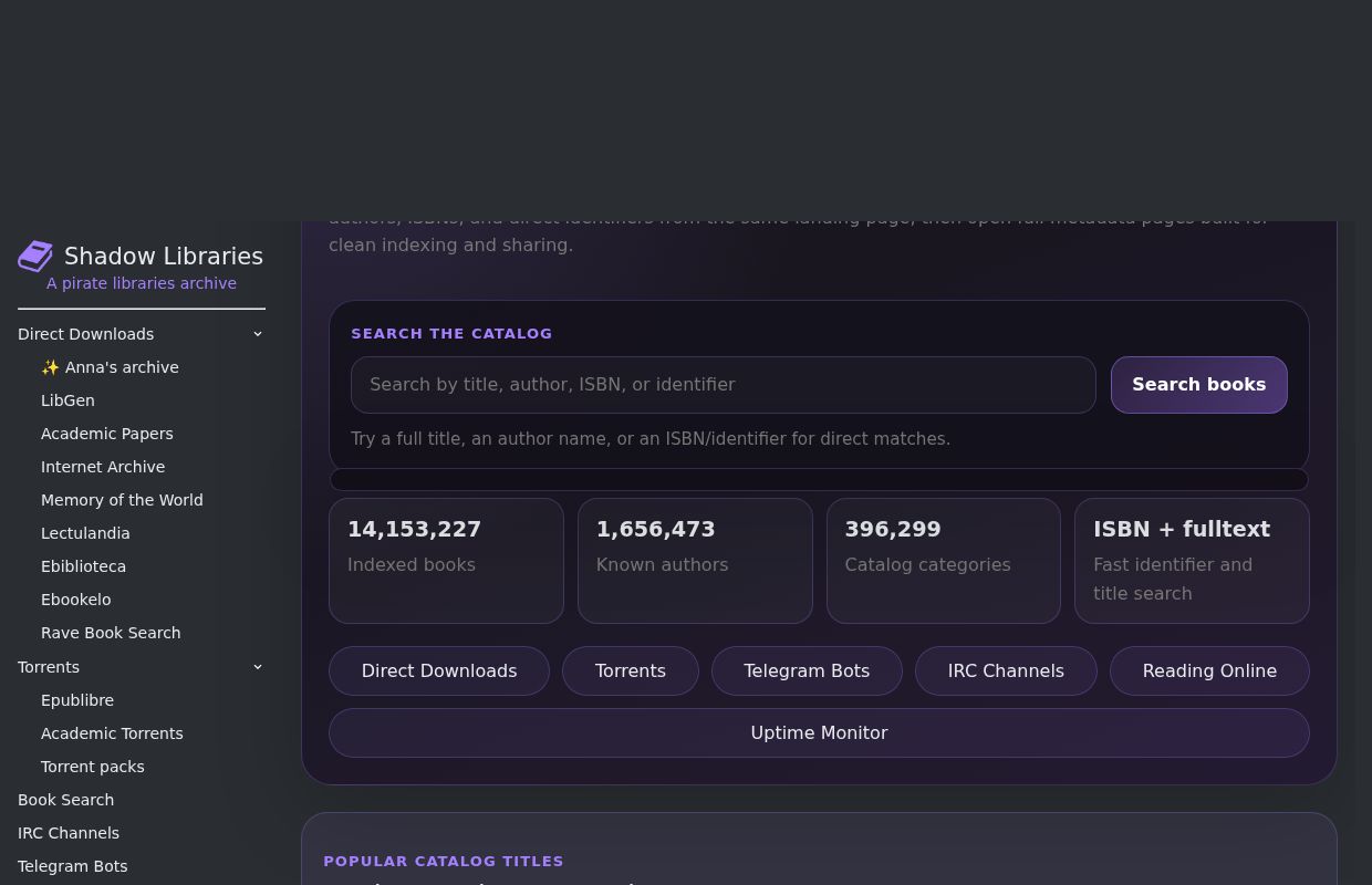 Shadow Libraries | Search Books, ISBNs, and Shadow Library Links