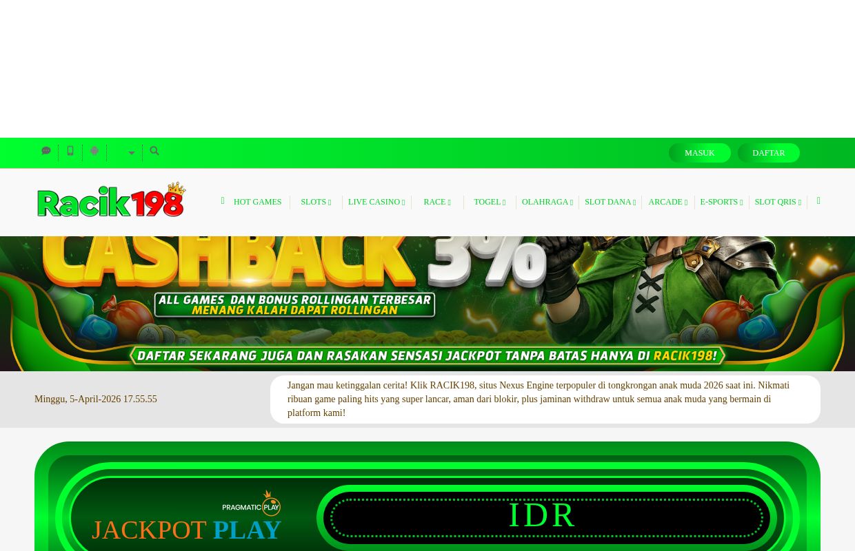 RACIK198 Sukses! Situs Nexus Engine Terpopuler di Tongkrongan Anak Muda 2026