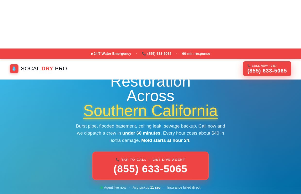 Water Damage Restoration Southern California | 24/7 Emergency Response